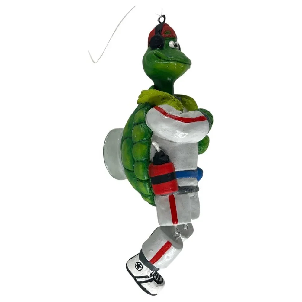 Turtle Jogger Runner Christmas Ornament Jointed  With Headphones & Sneakers 5.5”